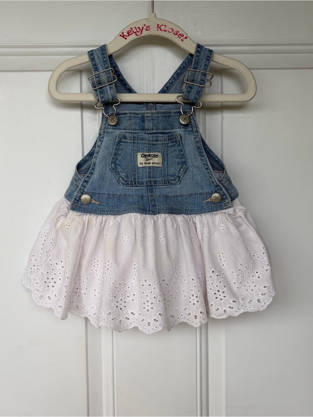 •OshKosh B’gosh• Denim & Eyelet Jumper Dress - Size 9 Months